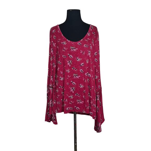 True Craft red floral long sleeves tunic top size 1X - Picture 1 of 9